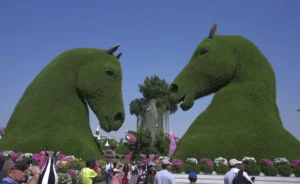 Statue of Grassy Horse at Miracle Garden Dubai