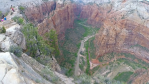 view from top of the Angels Landing in Zion National Park