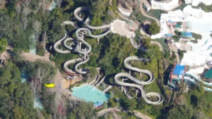 aerial view of runoff rapids slide and park