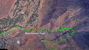 watchman trail route by google map
