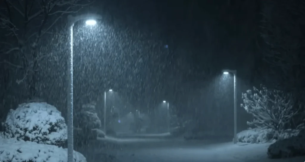 Pic of Night Snowfalls in Russia Hi World