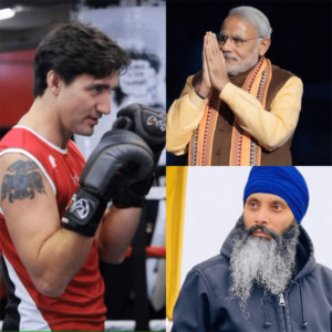 pic of Trudeau Modi & Hardeep-Justin Trudeau Knocking Out India: Canada vs. India