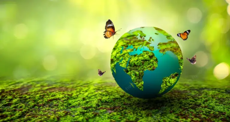 pic of beautiful green world with butterfly: Hi world