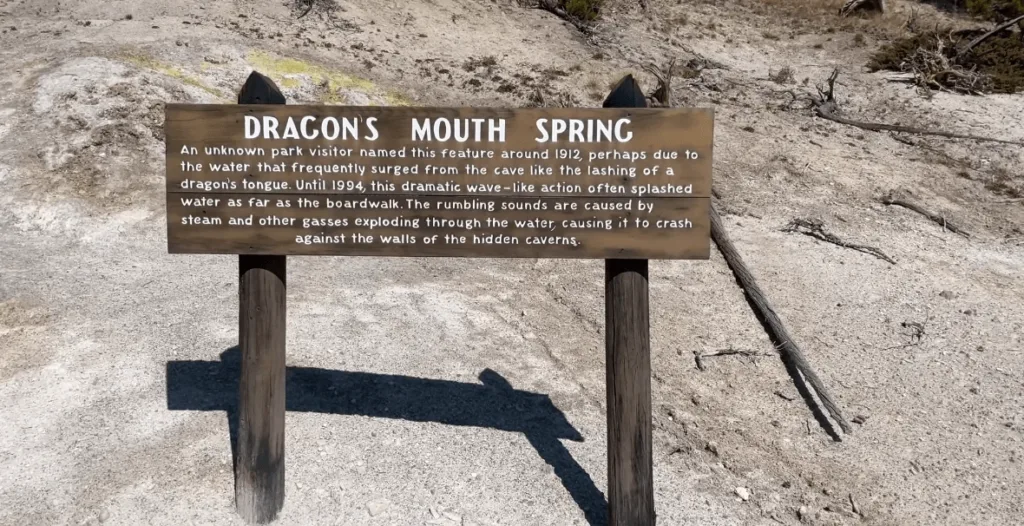 info board of Dragon Mouth Spring at Hayden Valley