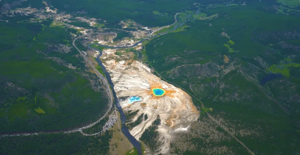Ariel view of Yellowstone national park