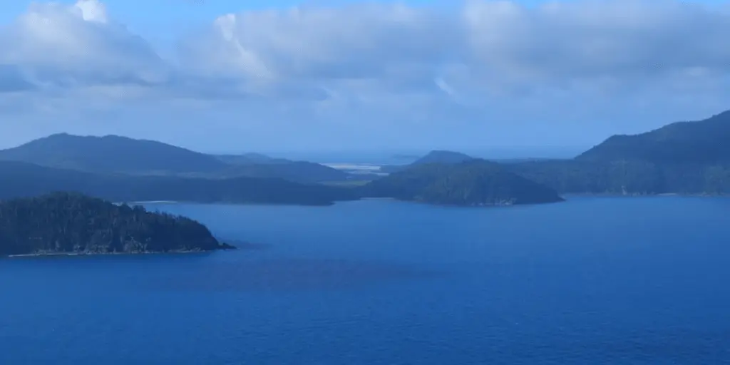 beautiful view of Hamilton Island Mountains with blue