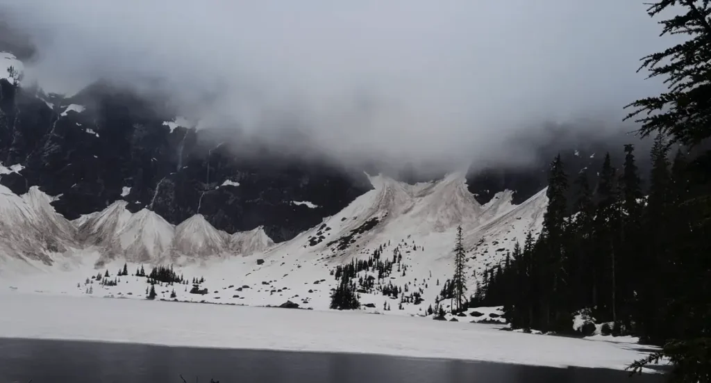 beautiful image of  Lake 22 in winter snowfall