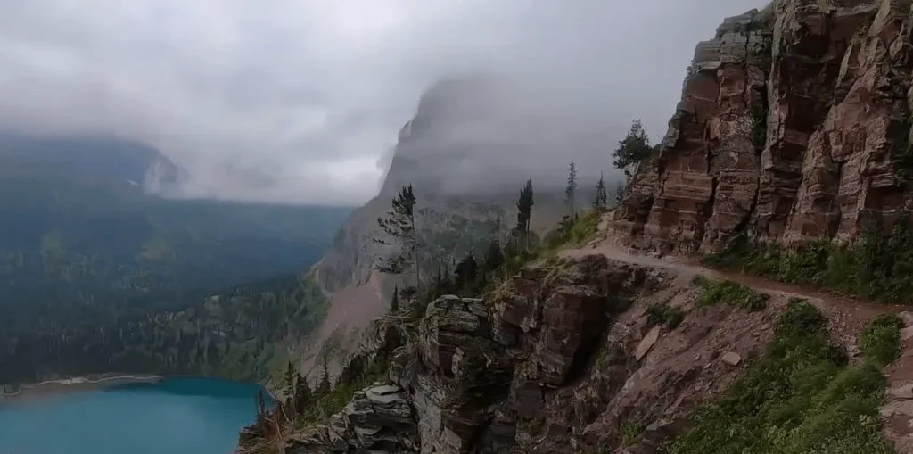 View of Fogy clouds, Mountains and lake at Glacier National Park