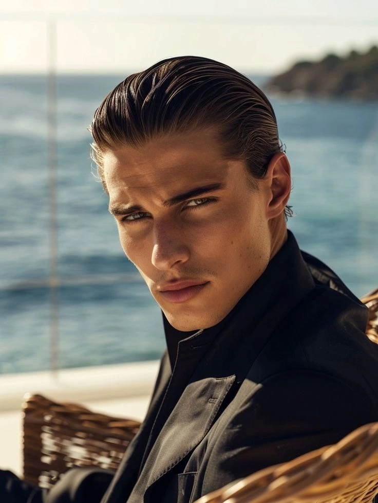 images of The Sleek Slicked-Back Style, Haircuts for Men with Straight Hair