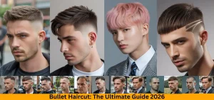 Kpop inspired bullet haircut with soft layers and colored hair