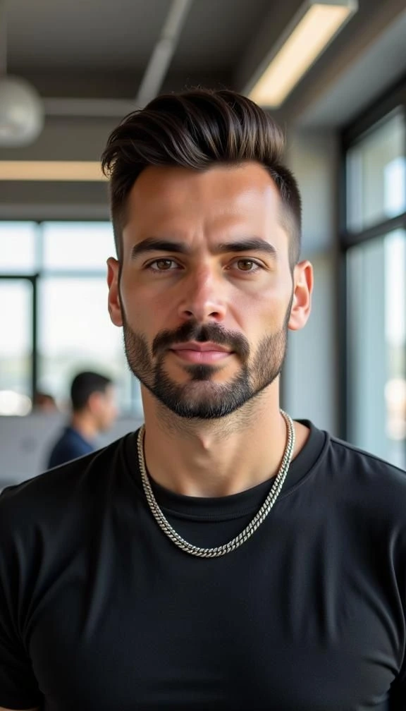 image of Medium Size Quiff Haircut, men's haircut