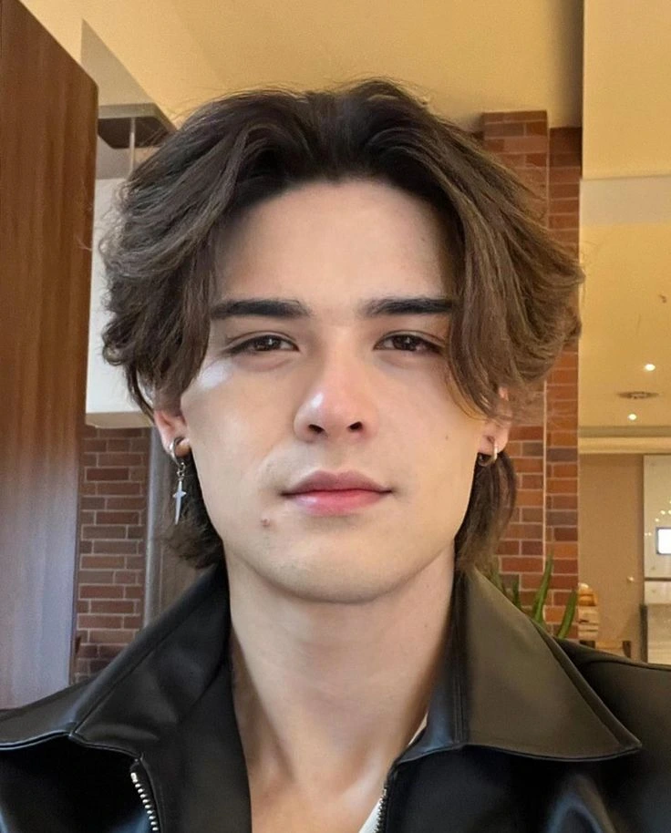 Middle Part Wolf Cut Men hair styles image