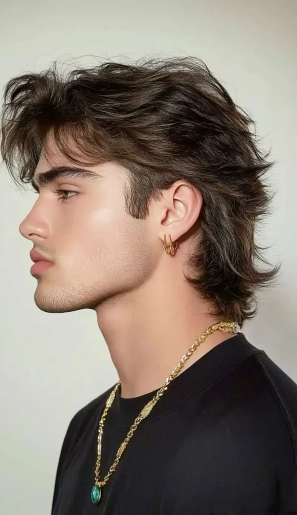 Mullet-Style Wolf Cut Men hair style image