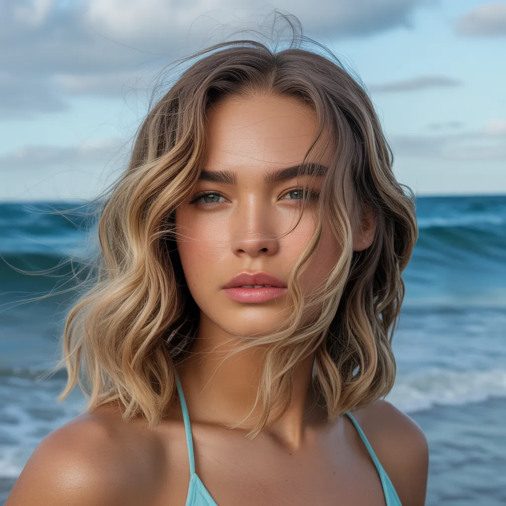 Best Mermaid Haircut Styles: The Ultimate Guide (with Images) 9 Beach wave mermaid haircut with textured waves and layered hair.