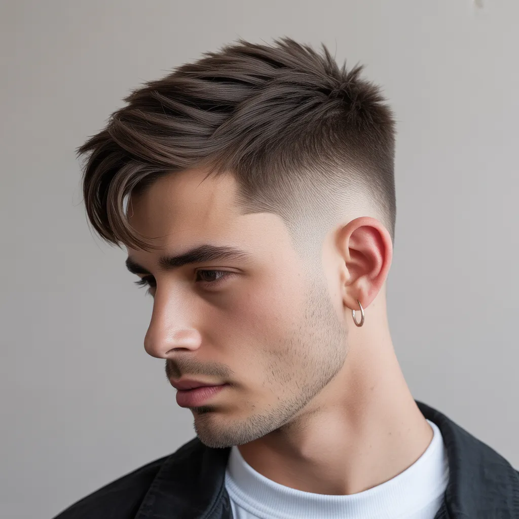 Modern bullet haircut with fade sides and long textured back hairstyle for men