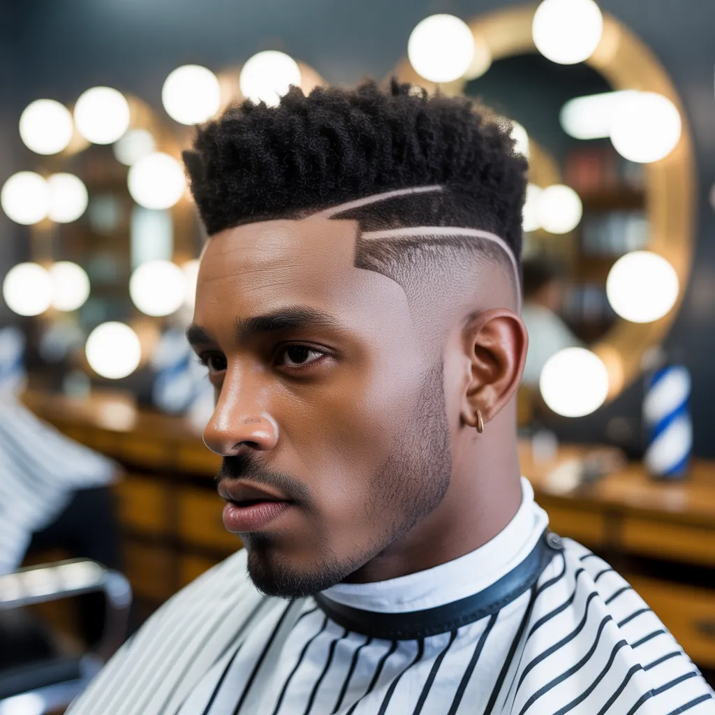 Best Boosie Fade Haircuts for Men: A Step-by-Step Guide 4 African American man showing a classic Boosie fade haircut with high skin fade and squared-off top