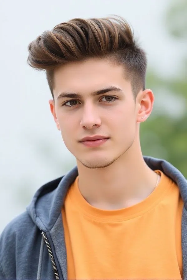 10 Trendy Triangle Face Haircut for Men in 2025 3 image of Classic Pompadour triangle face shape haircut