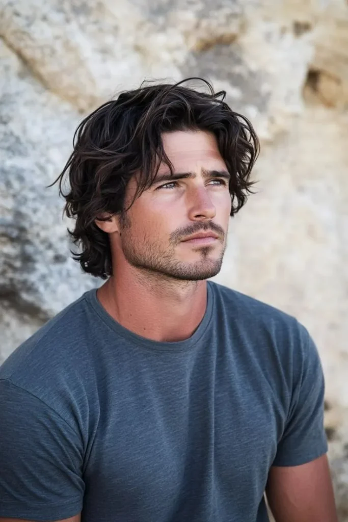 10 Trendy Triangle Face Haircut for Men in 2025 6 image of Messy Waves triangle face shape haircut