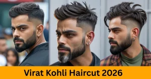 Virat Kohli inspired modern mullet haircut with tapered fade and textured back