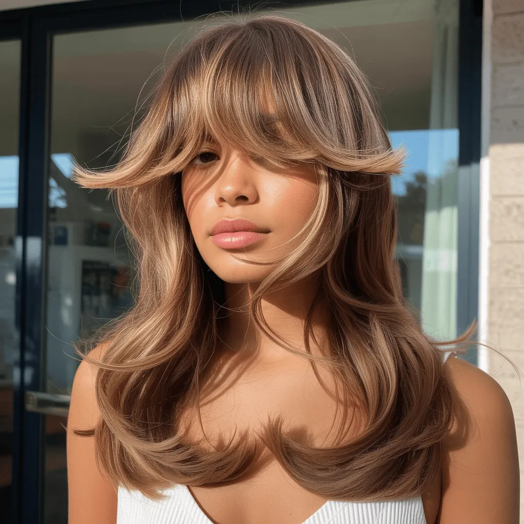 Butterfly Haircut for Long Hair 2026:Best Flattering Look 8 corte mariposa flequillo largo