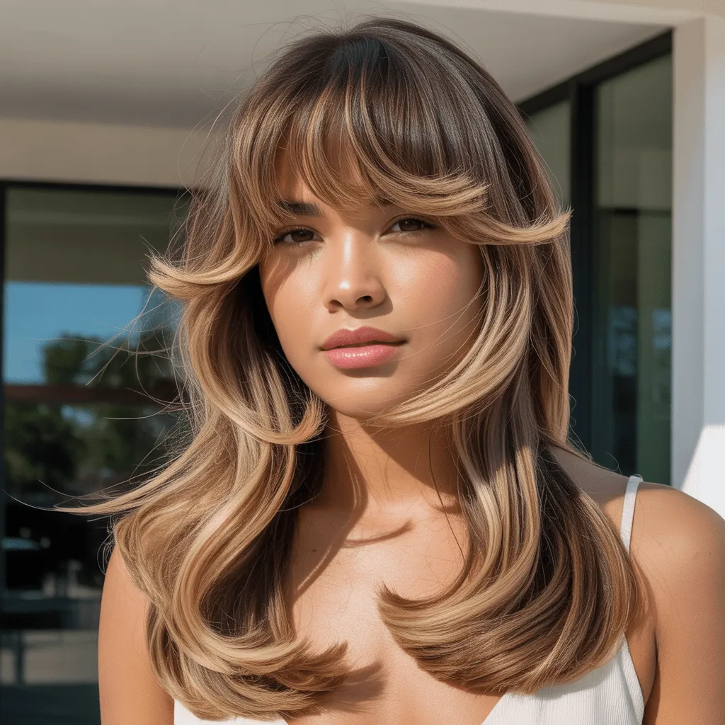 Butterfly Haircut for Long Hair 2026:Best Flattering Look 7 corte mariposa flequillo suave 1