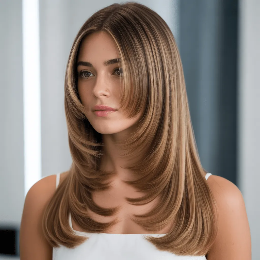 Butterfly Haircut for Long Hair 2026:Best Flattering Look 22 corte mariposa liso glamuroso