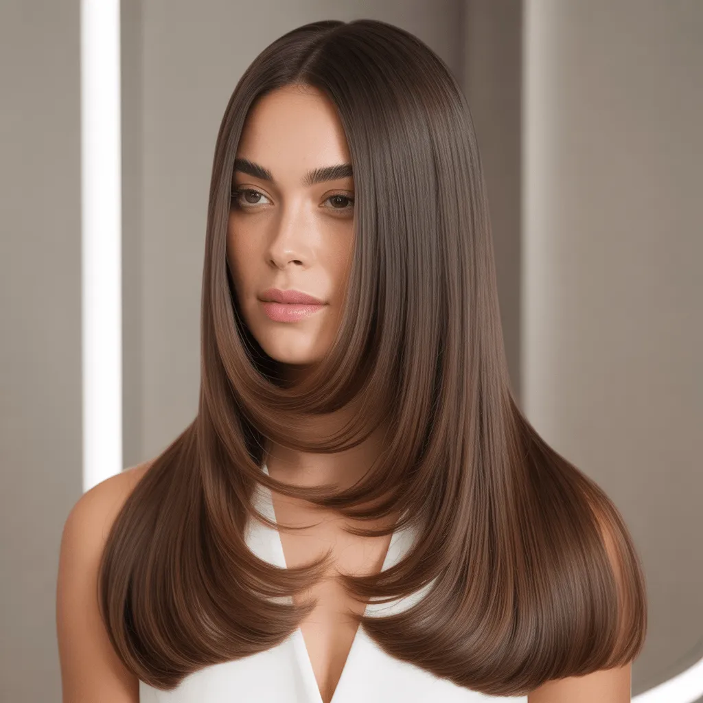 Butterfly Haircut for Long Hair 2026:Best Flattering Look 23 corte mariposa liso polido