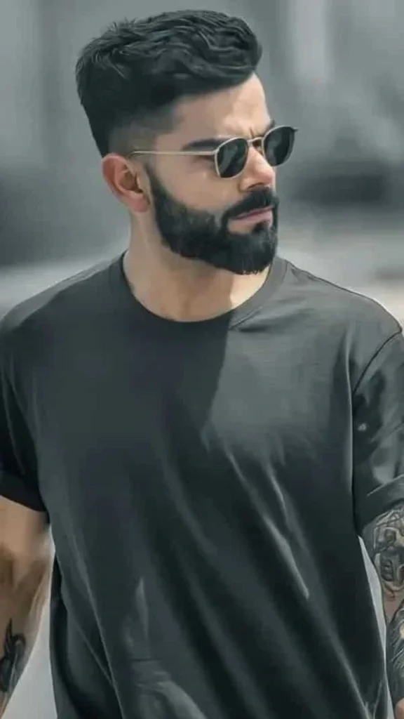 Image of Virat kholi with fade haircut Virat kholi haircut 