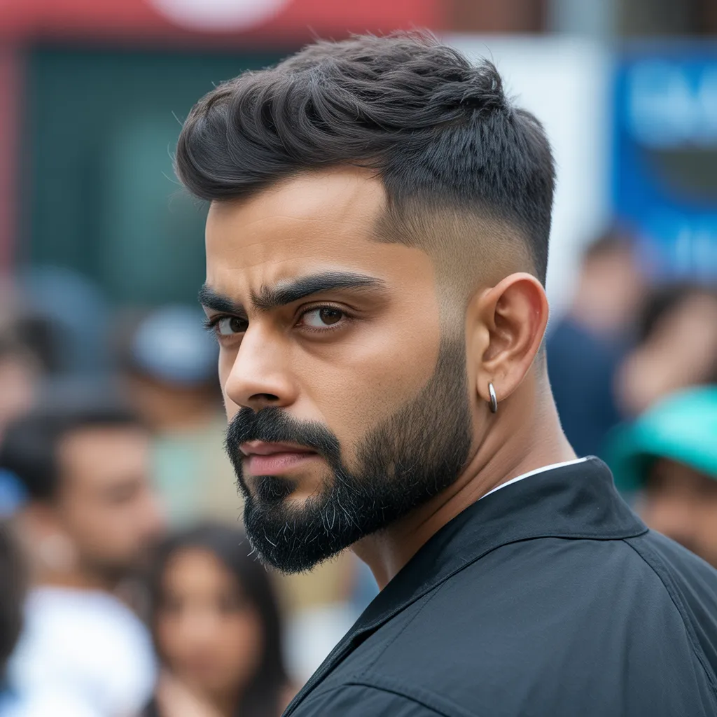 Virat Kohli latest haircut 2026 with textured top and fade