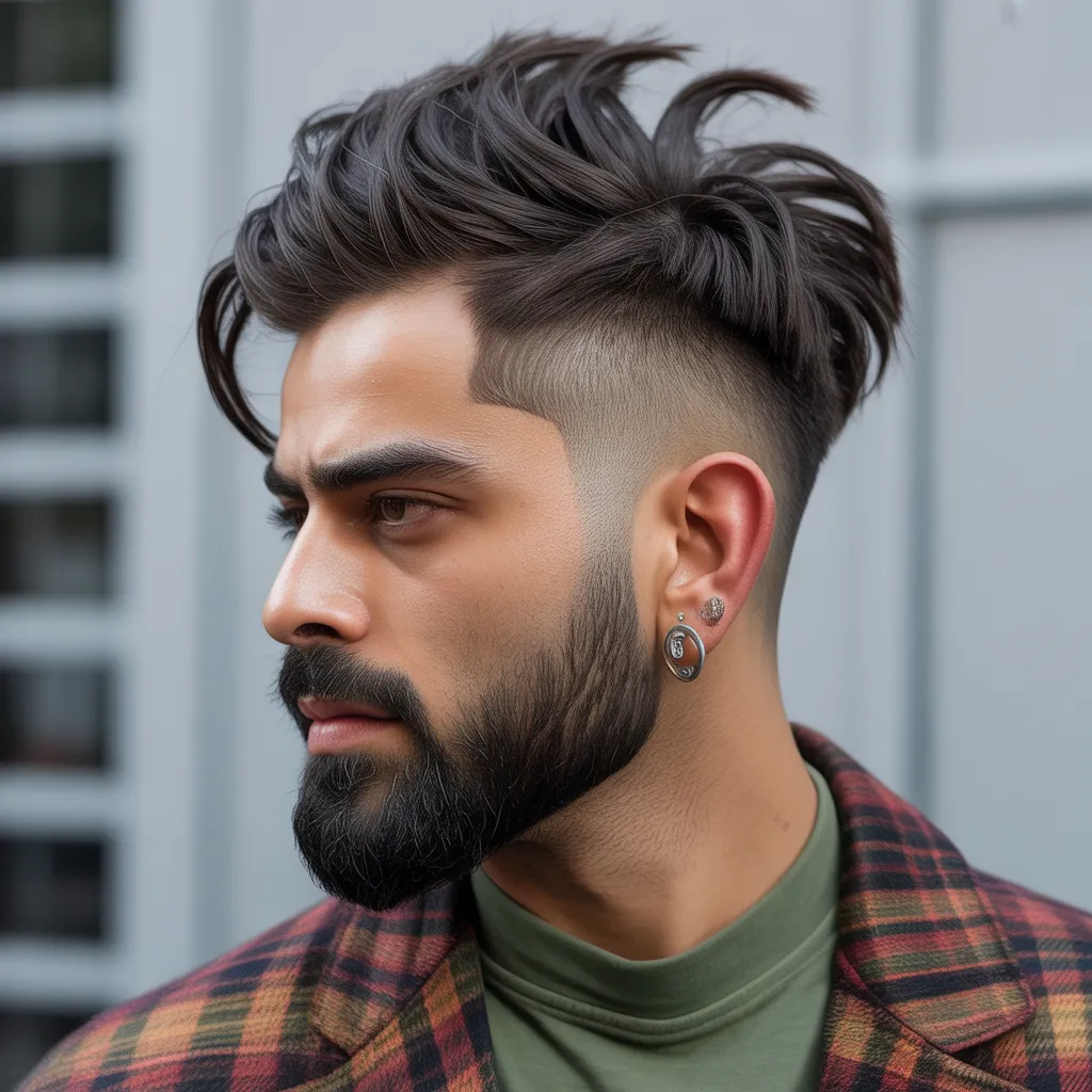 Virat Kohli inspired modern mullet haircut with tapered fade and textured back