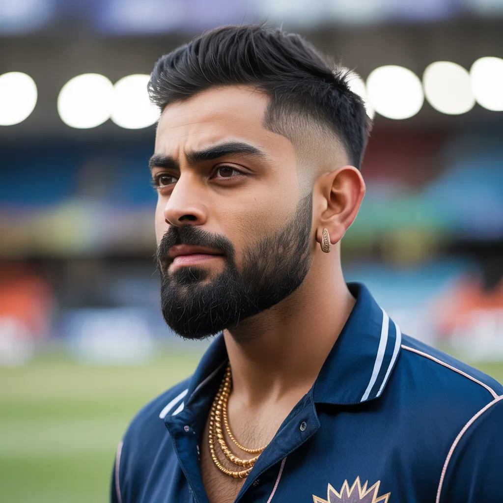 Virat Kohli undercut fade hairstyle with thick beard