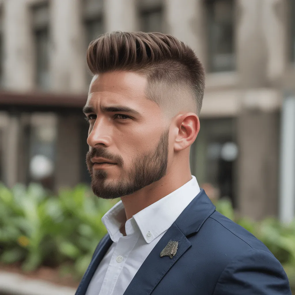 2025 Best Warrior Haircut Styles: The Ultimate Guide 9 A stylish modern warrior haircut with clean sides and a longer, voluminous top, designed for the contemporary man.