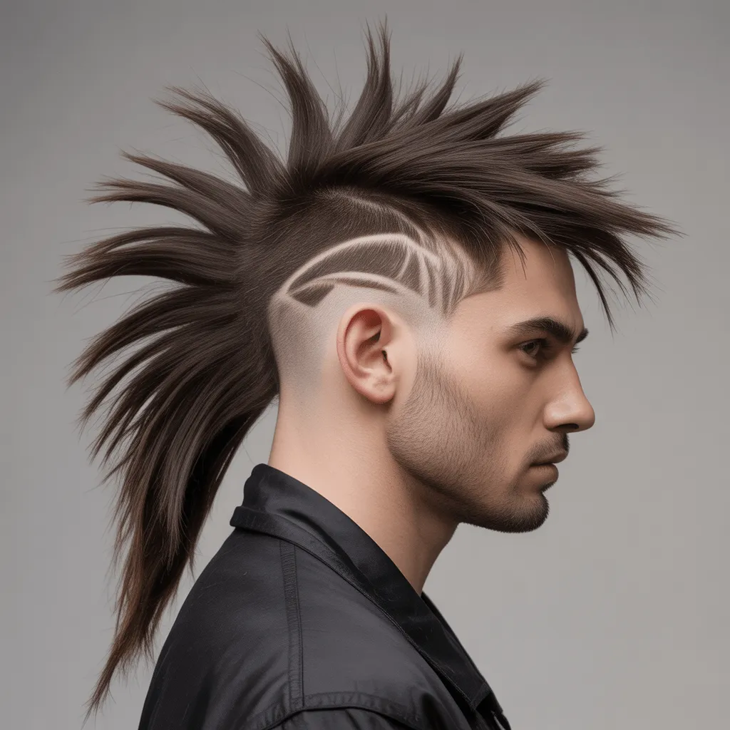 2025 Best Warrior Haircut Styles: The Ultimate Guide 16 A dramatic wolf tail warrior haircut with a tapered crown and longer flowing tail, showcasing a bold, edgy style.