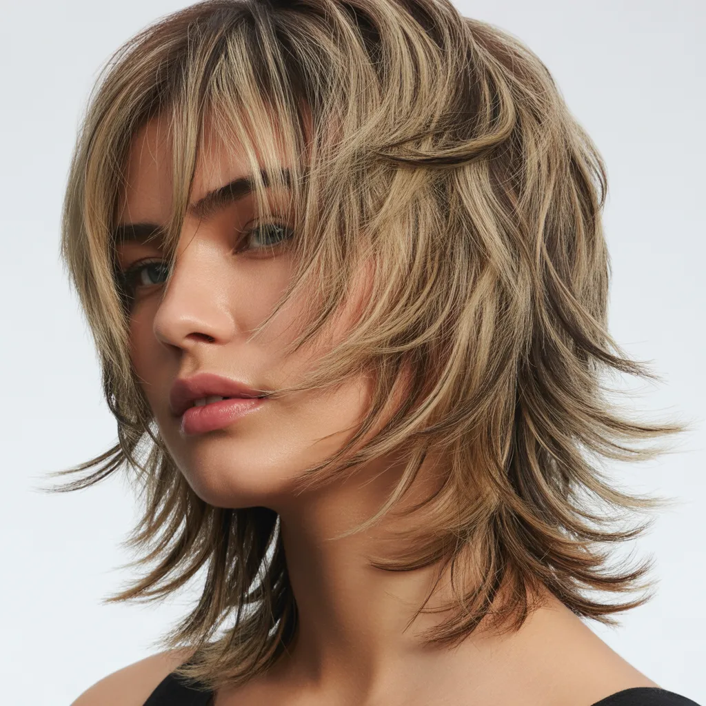 Butterfly Haircut for Long Hair 2026:Best Flattering Look 12 Shaggy butterfly haircut for long hair with textured layers and messy modern styling.
