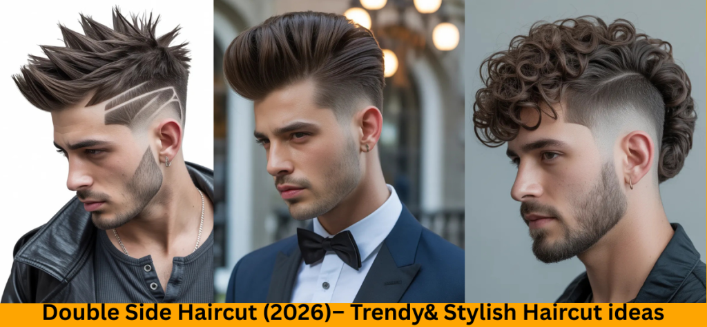 Spiky double side haircut with short faded sides and spiky top hair