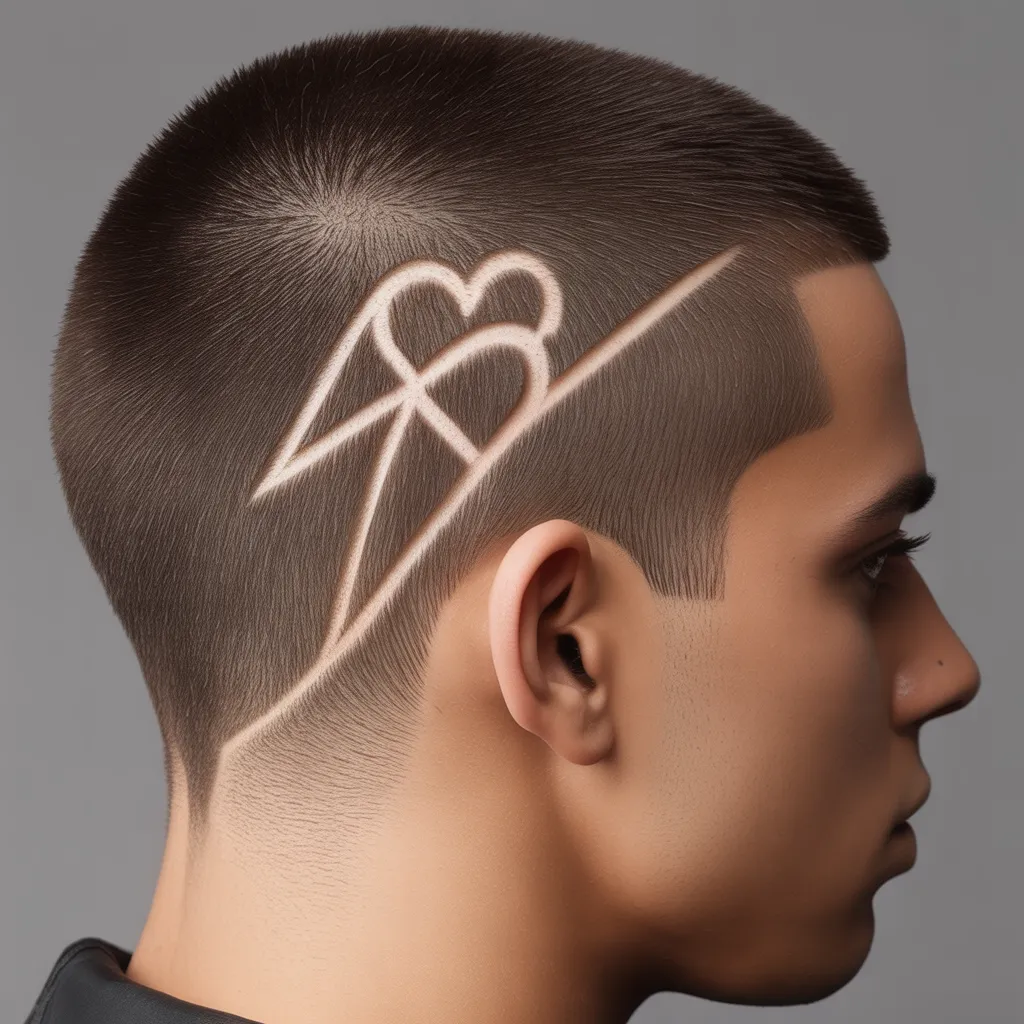 Buzz cut hairstyle with heart shape shaved into side