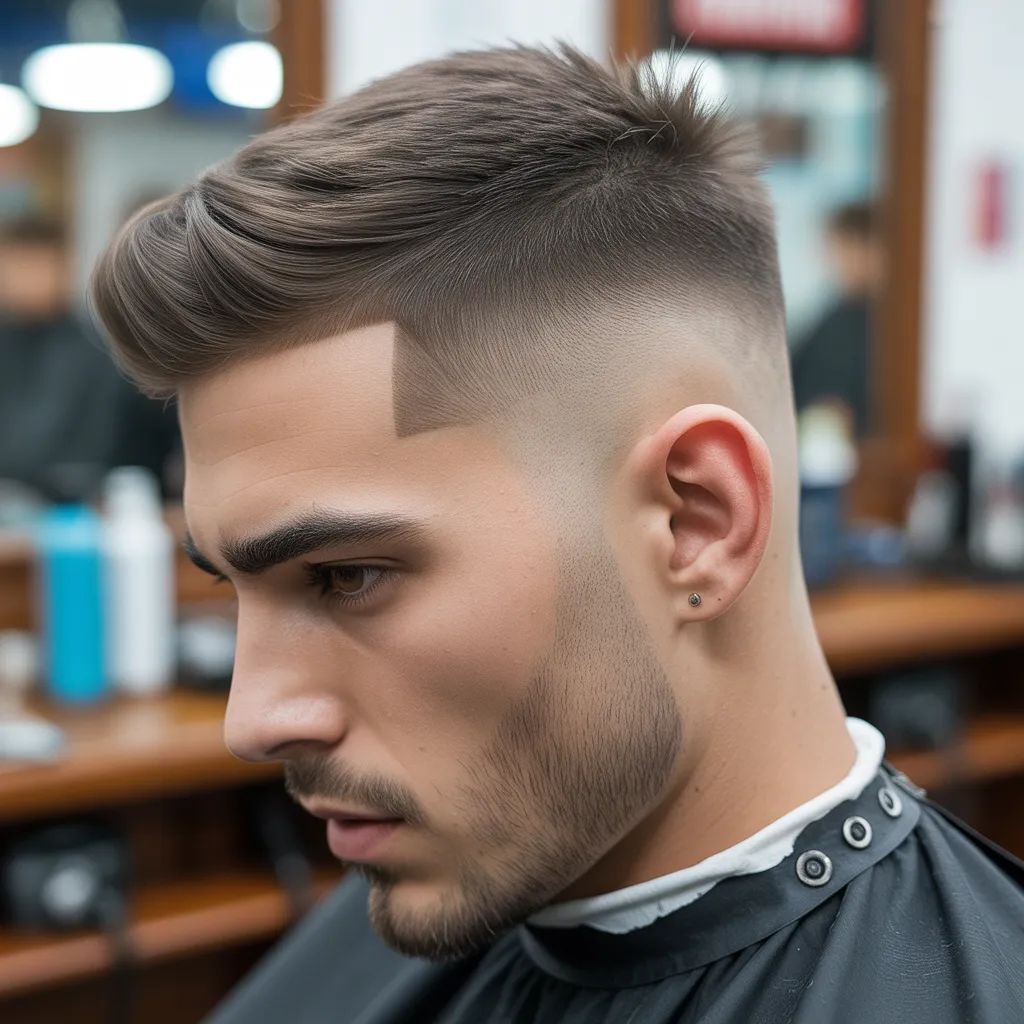 Modern high and tight haircut with a smooth low fade and textured top.