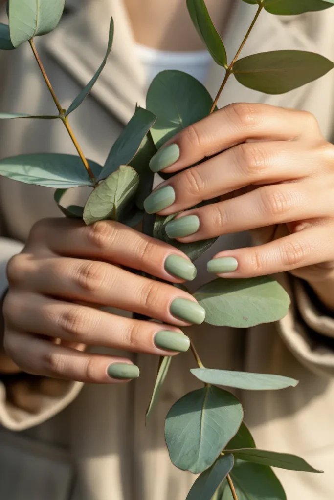 Green Nail Designs: 2026 Sage & Emerald Trends 14 Three matcha green nail designs for spring 2026 including glossy matcha latte, matte sage, and pistachio with gold accents