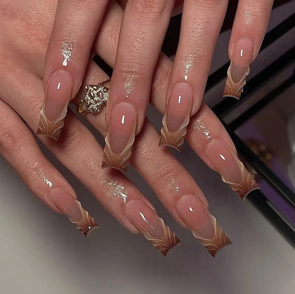  Five different nail designs featuring 3D red rose, white daisy, pink tulip, yellow lily, and purple lavender on complementary colored bases