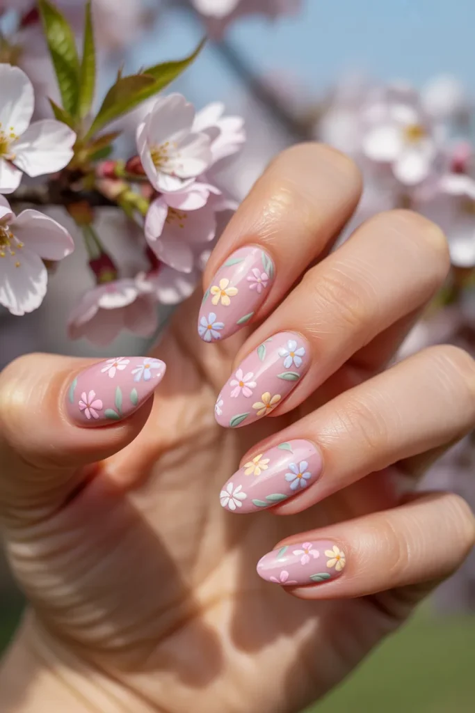 Pink spring nails 